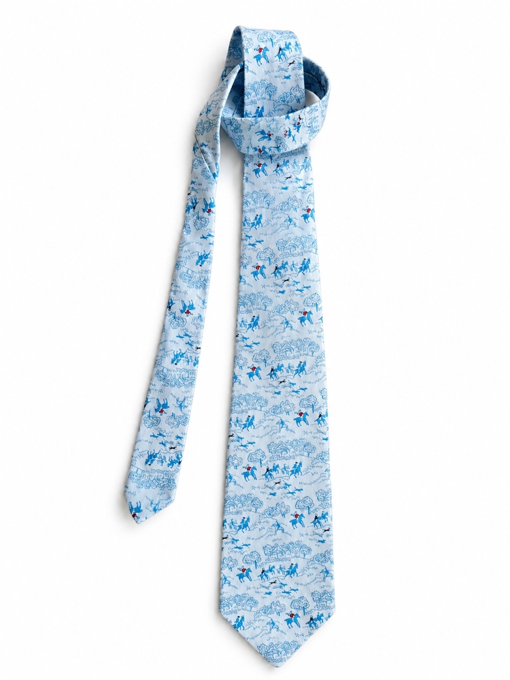 Oleg Cassini Light Blue Novelty Print Tie with Navy & Red Accents